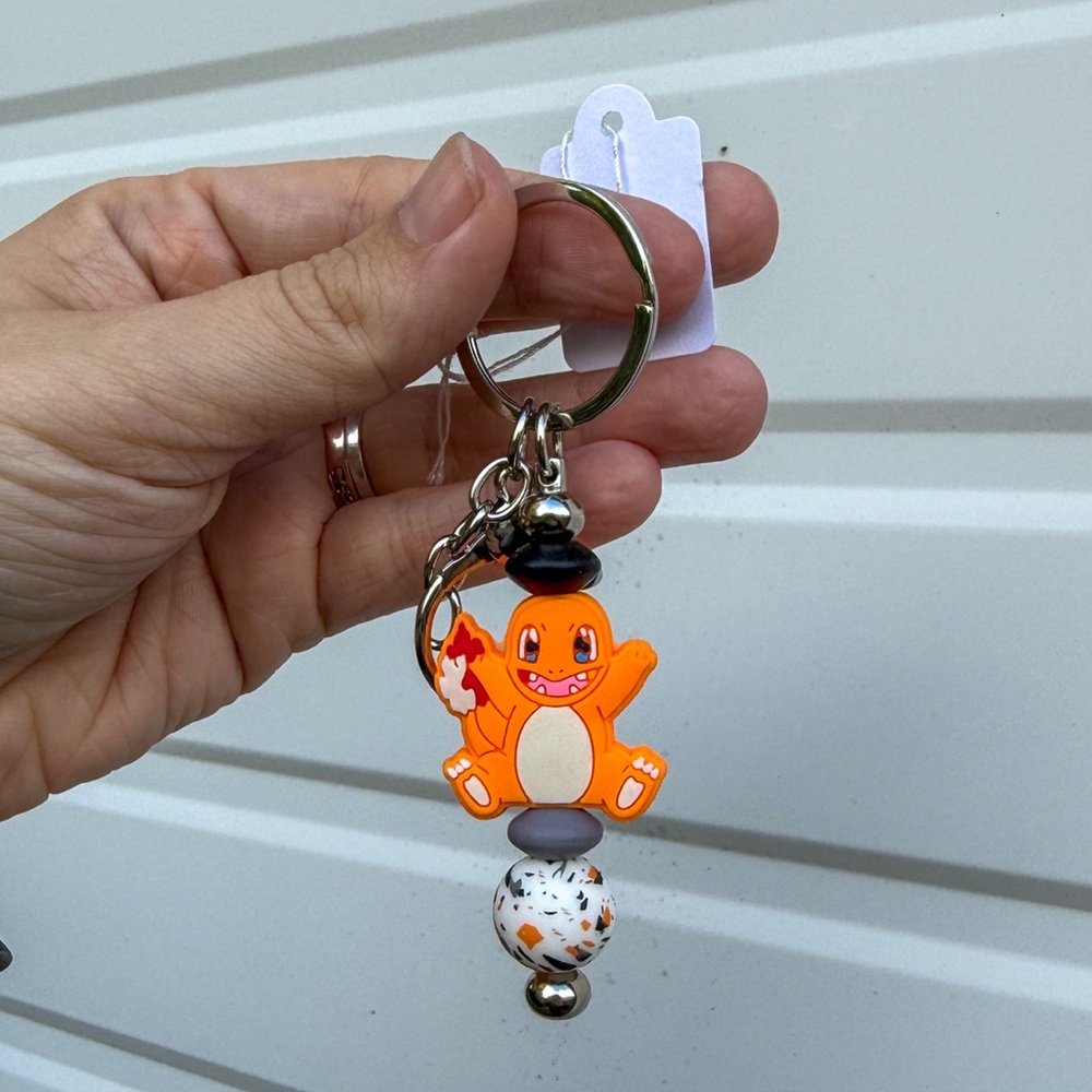 Orange Charmander Keychain with Beads